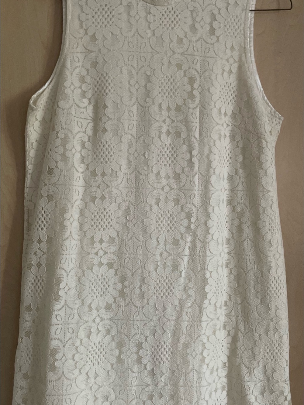 Sleeveless Lace Tank Dress in Cream